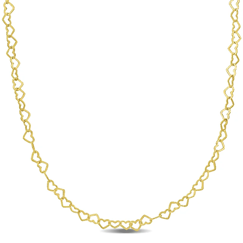 Mimi & Max 3mm Heart Link Necklace in Yellow Plated Sterling Silver - 18 in.