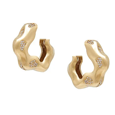 FEMININE WAVES PAVE HOOP EARRINGS