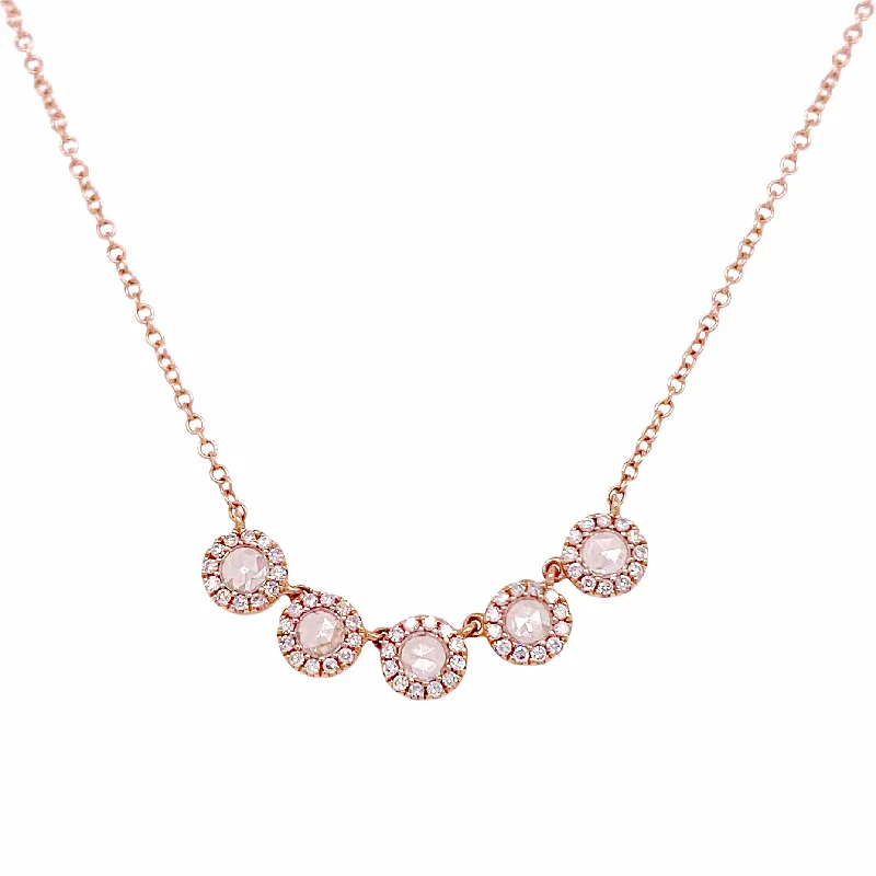 Rose Cut Diamond Halo Necklace