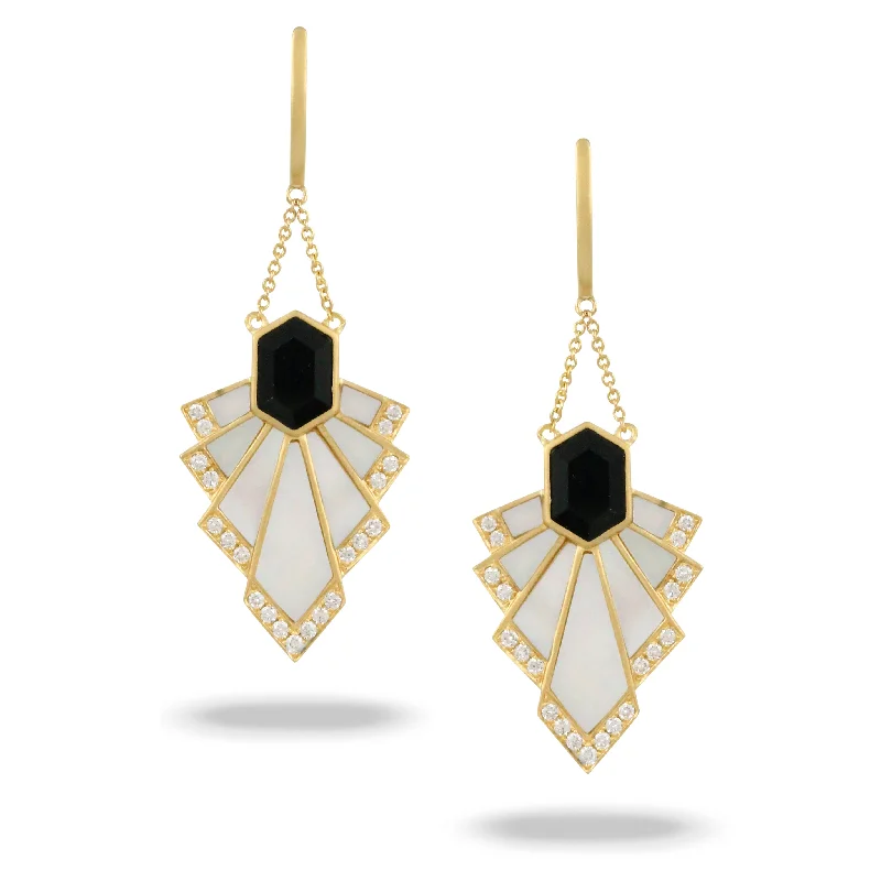 Black Onyx and Diamond Earrings