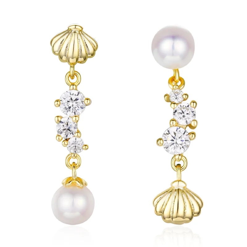 Pearl Lagoon Earrings (Yellow Gold)