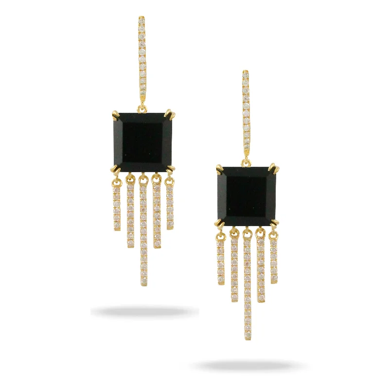 Black Onyx and Diamond Earrings