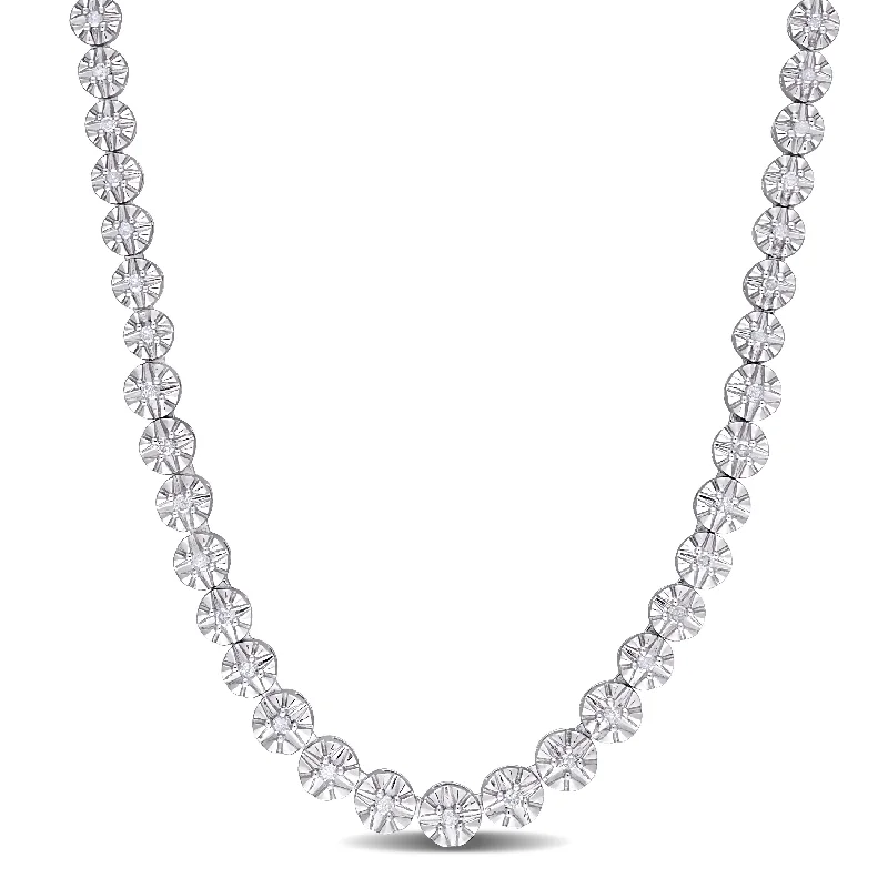 Mimi & Max 1ct TDW Diamond Tennis Necklace in Sterling Silver