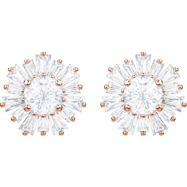 Swarovski Sunshine Pierced Earrings, White, Rose Gold Plating 5459597