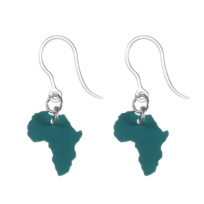 Tiny Africa Dangles Hypoallergenic Earrings for Sensitive Ears Made with Plastic Posts