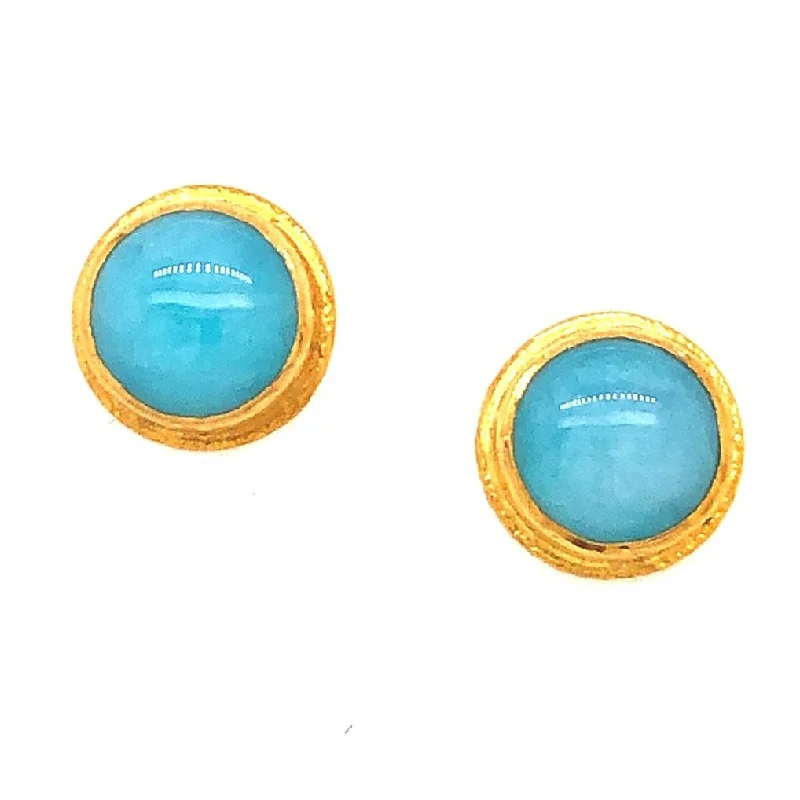 24K Amazonite Stud Earrings