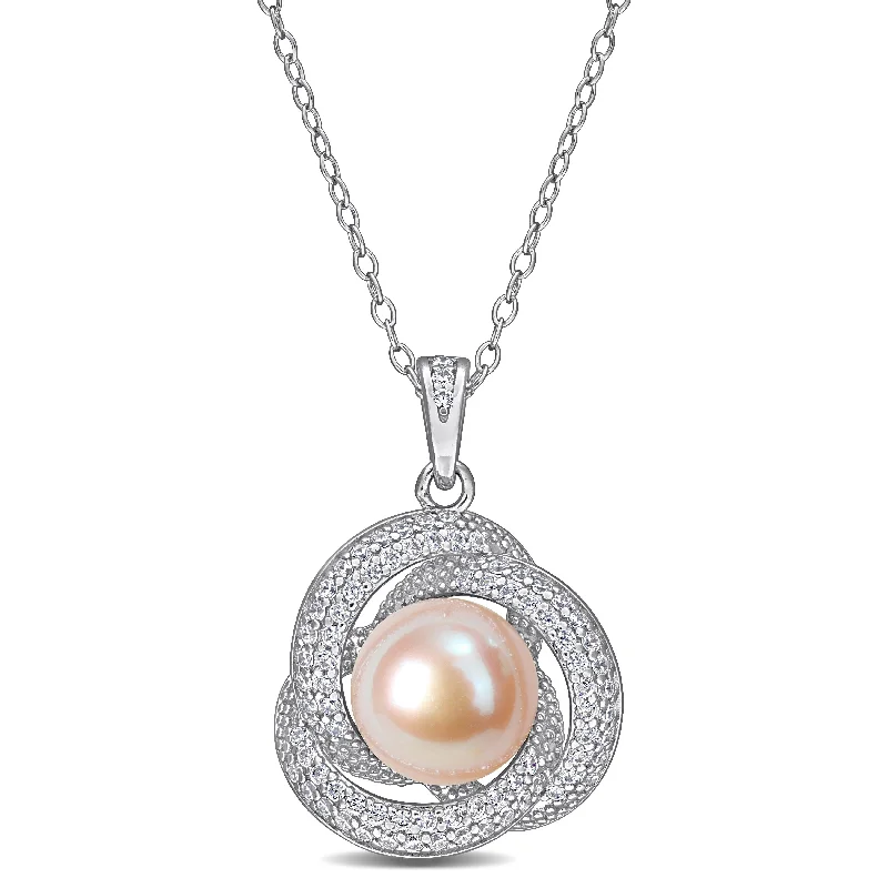 Mimi & Max 10.5-11mm Pink Cultured Freshwater Pearl and 3/4ct TGW Cubic Zirconia Necklace