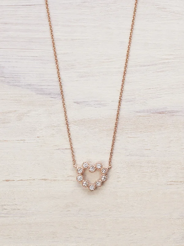 Open Heart Diamond Wreath Necklace