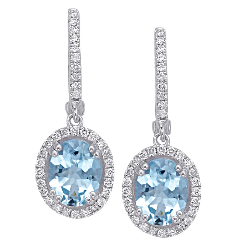 Aquamarine and Diamond Drop Earrings