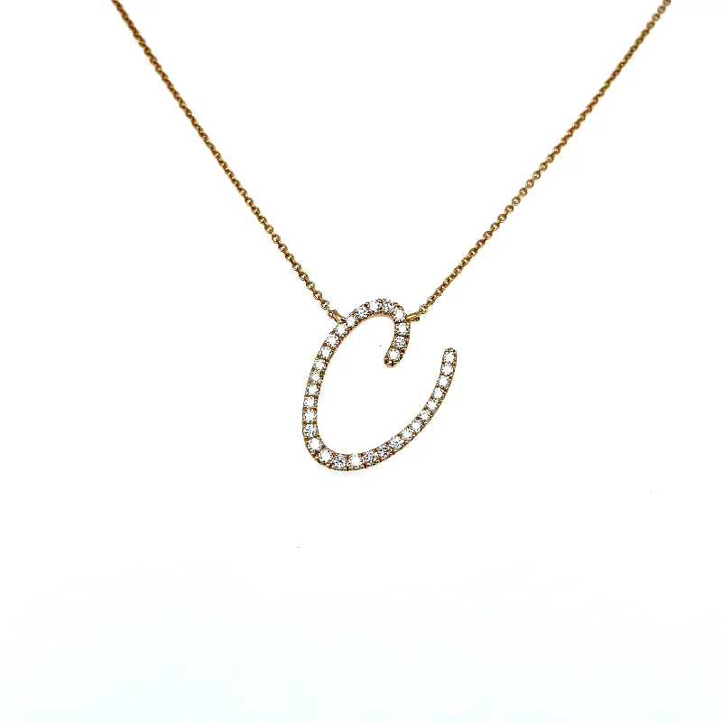 18KY "C" Inital Necklace with .30CT Diamonds