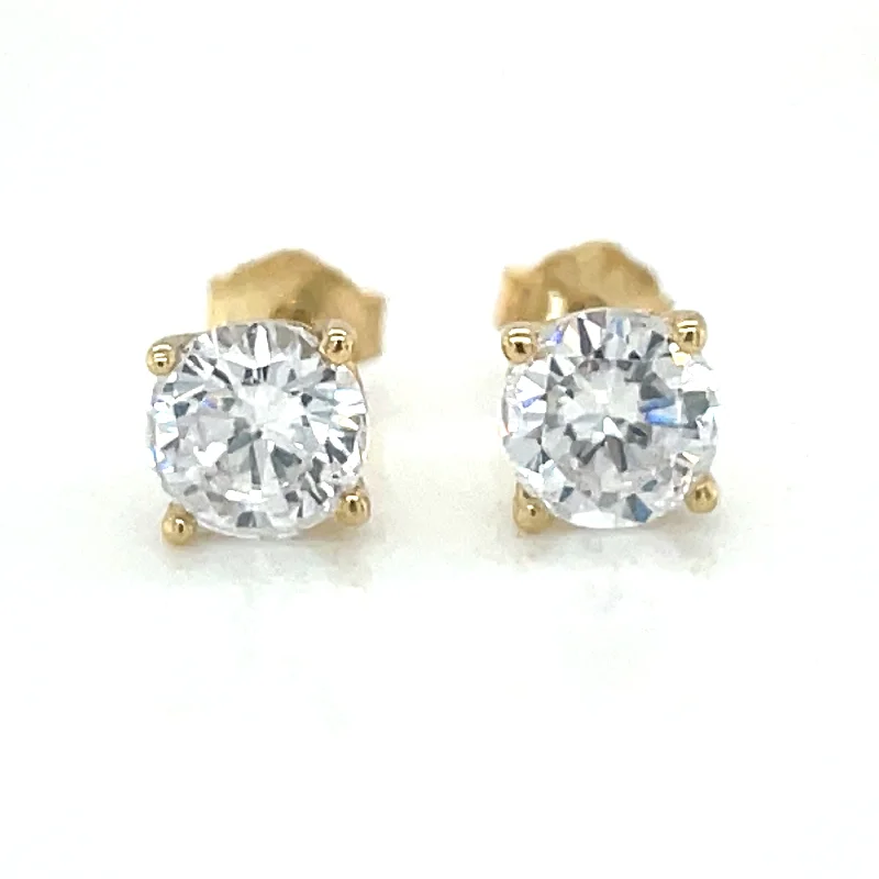 Golden Round Cz Stud Earrings