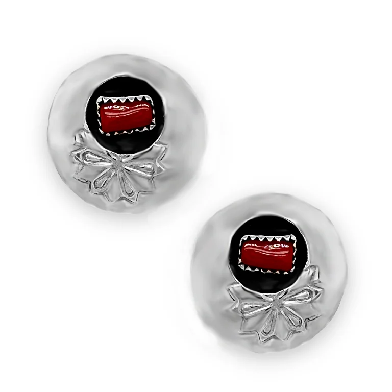 Genuine Red Coral Earrings, 925 Sterling Silver, Native American Handmade in the USA, Nickel Free