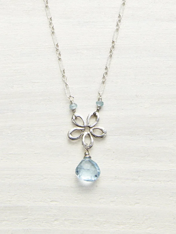 Blue Topaz Daisy Drop Necklace