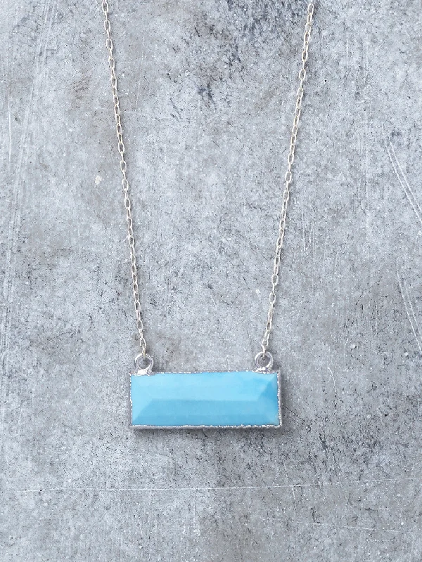 Bezel Set Turquoise Bar Necklace