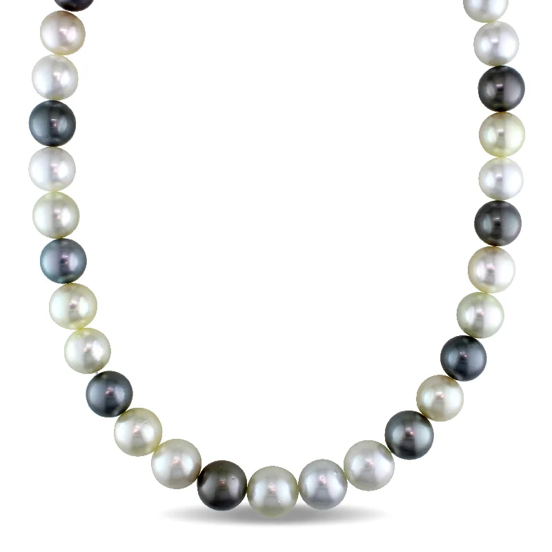 Mimi & Max 10-12.5mm Multi-Colored South Sea and Tahitian Pearl Strand Necklace with 14k Yellow Gold Clasp