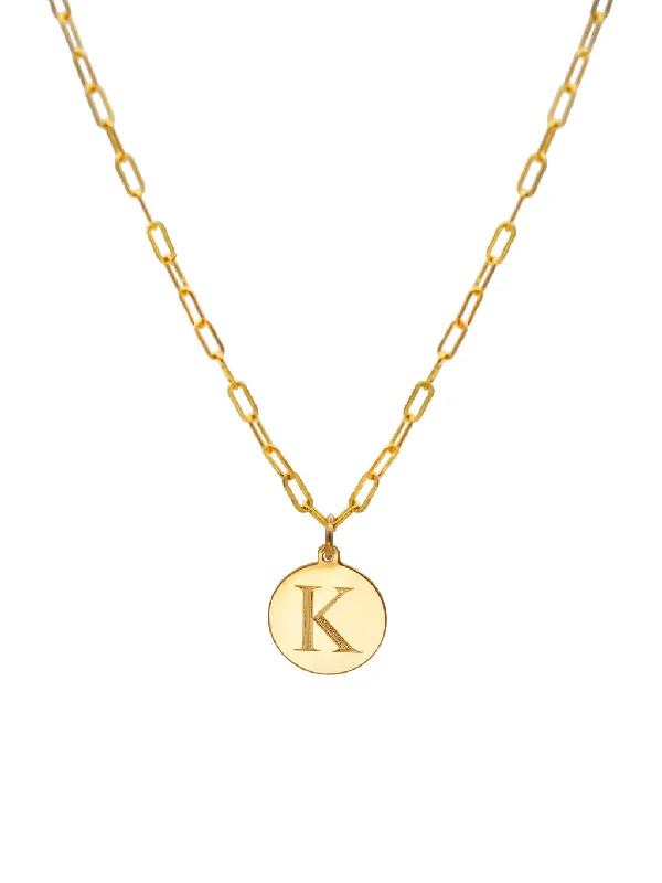 14K Goldfill Engraved Initial Paperclip Necklace