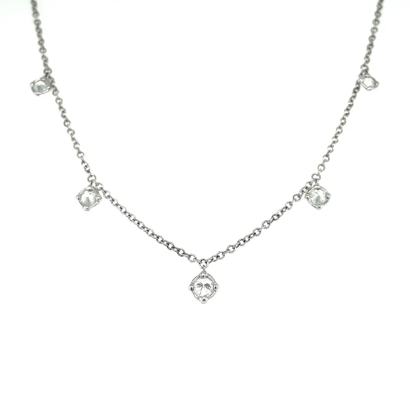 Lady's White 18 Karat Necklace With Diamonds