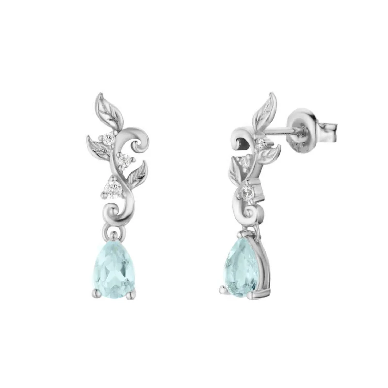 Leafy Cascades Sky Blue Topaz Earrings