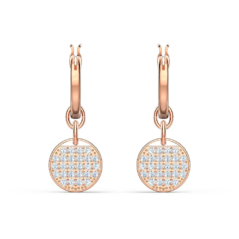 Swarovski Ginger Mini Hoop Pierced Earrings, White, Rose-gold tone plated 5567528