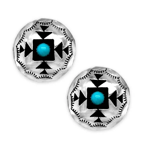 Genuine Sleeping Beauty Turquoise Earrings, Sterling Silver, Authentic Native American Handmade in New Mexico, USA, Post Stud