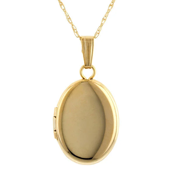 Petite Oval Locket Necklace, Yellow Gold