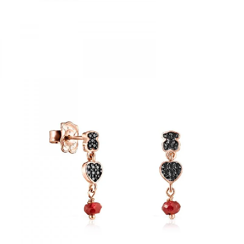 Tous  Short rose Gold Vermeil Motif Earrings with Spinels and Ruby 914933590