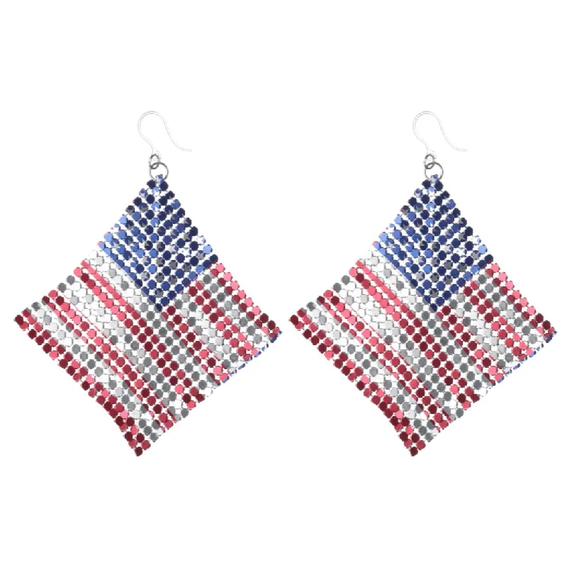 Exaggerated American Flag Dangles Hypoallergenic Earrings for Sensitive Ears Made with Plastic Posts