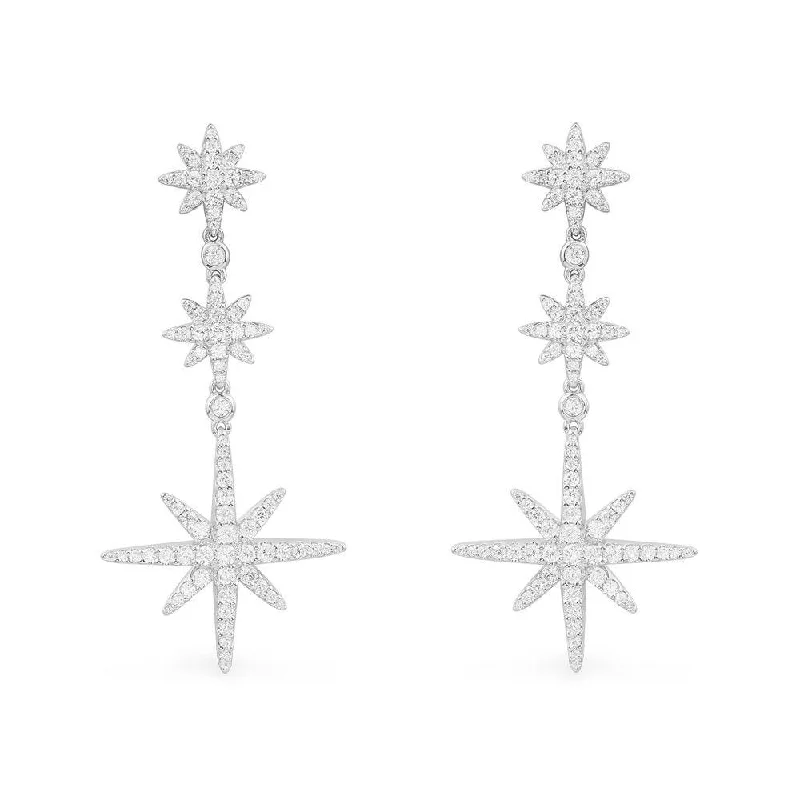 Triple Météorites Drop Earrings - Silver AE13083OX