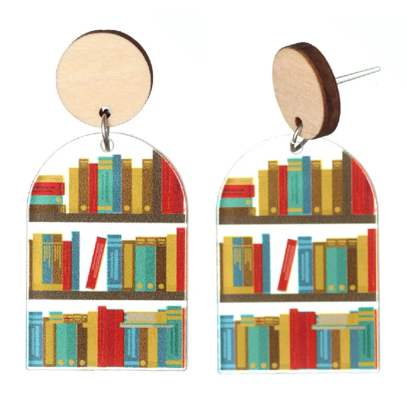 Exaggerated Bookshelf Dangles Hypoallergenic Earrings for Sensitive Ears Made with Plastic Posts