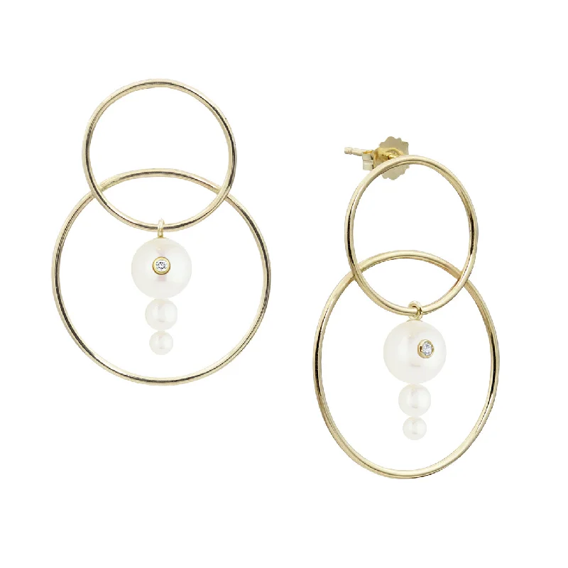 Triple Pearl Diamond Scarpa Earrings