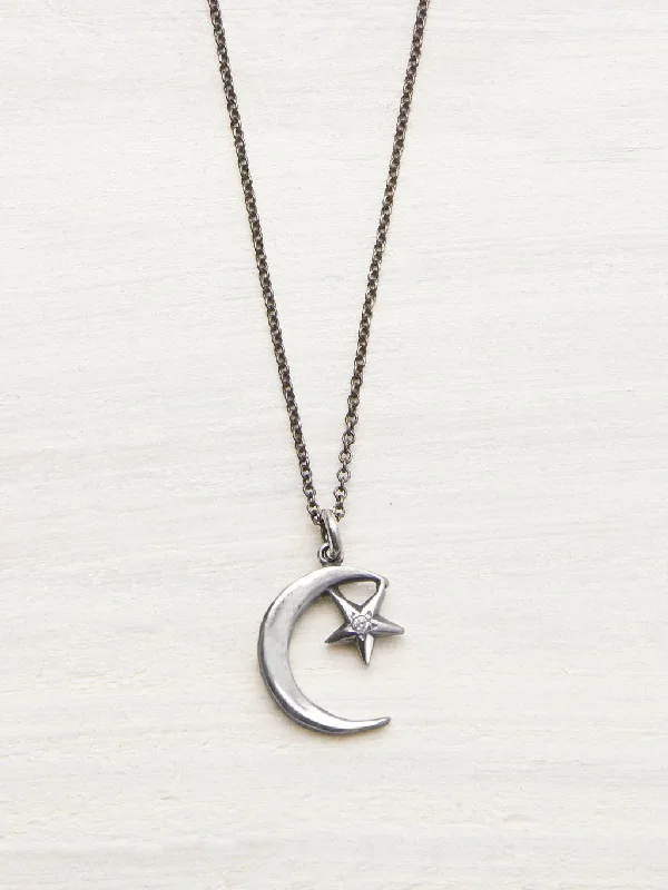 Moon & Star Diamond Necklace