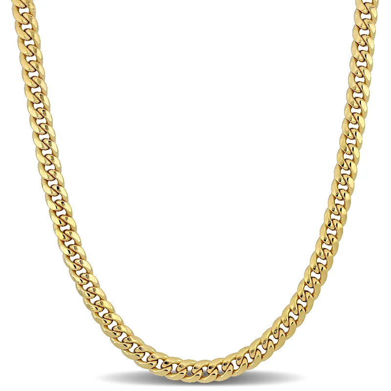 Mimi & Max 6.15mm Miami Cuban Link Chain Necklace in 10k Yellow Gold-20 in.