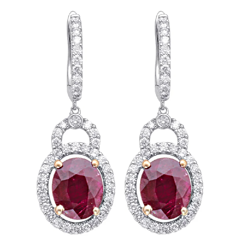 Ruby and Diamond Drop Earrings