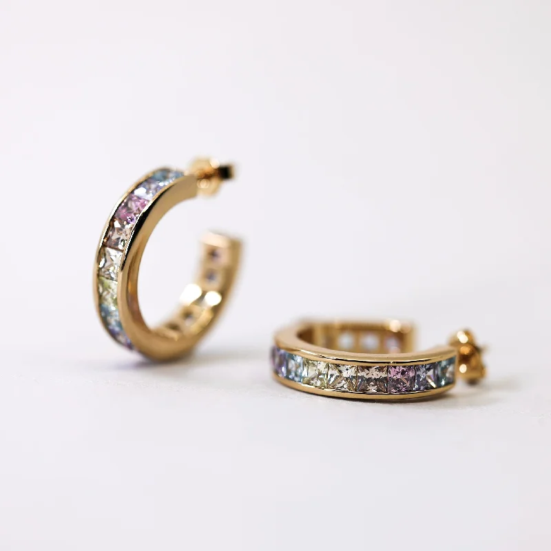 Pastel Ombre Hoop Earrings in Gold