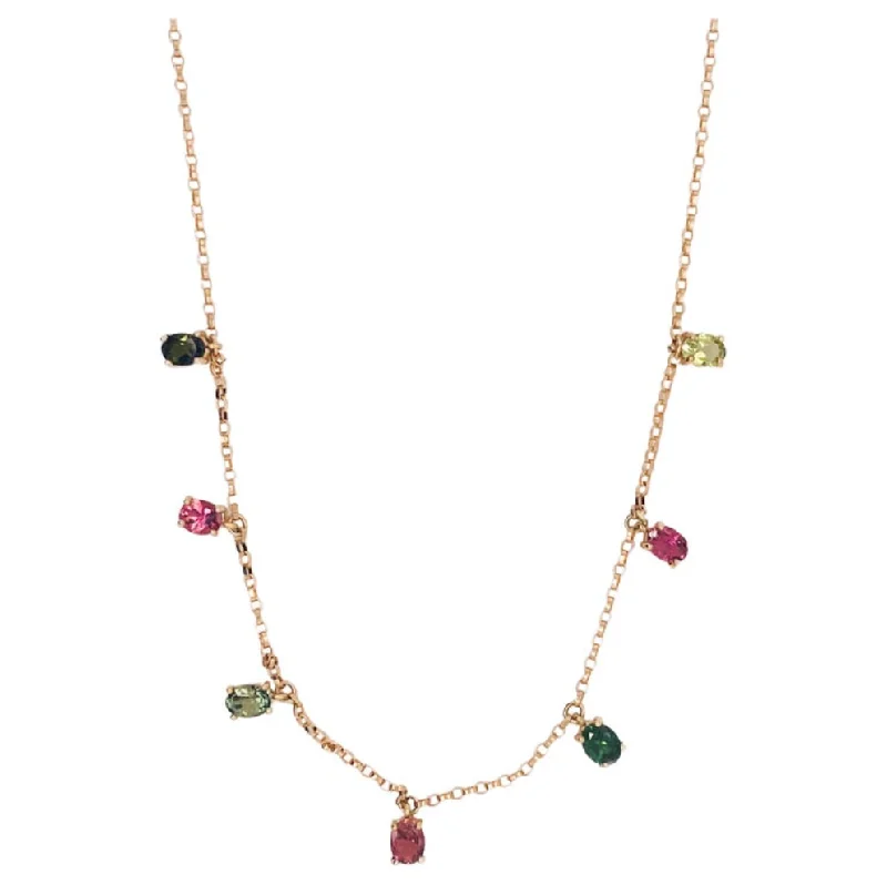 Multicolored Tourmaline Drop Necklace