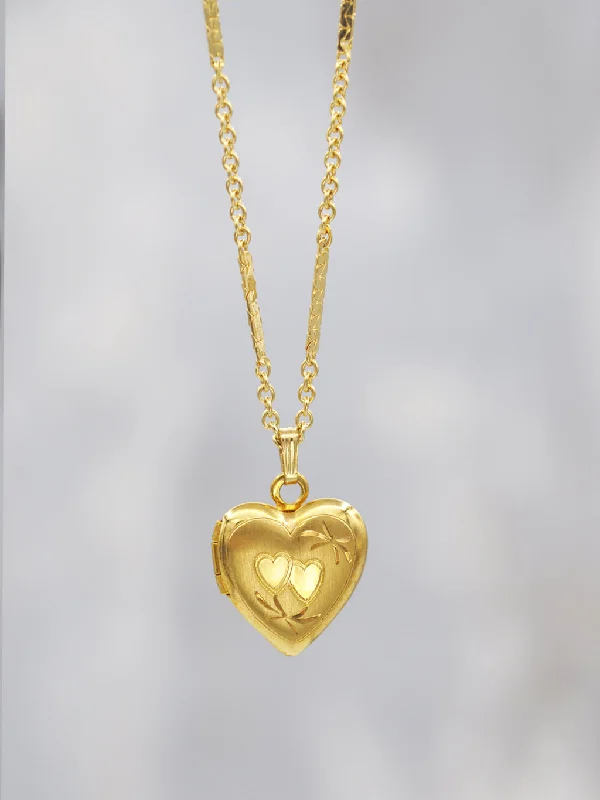 14K Goldfill Dainty Double Heart Locket