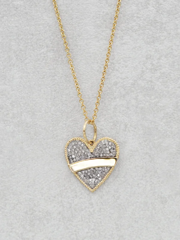 14K Diamond Banner Heart Necklace