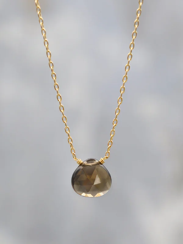 Smokey Topaz Gem Drop Necklace