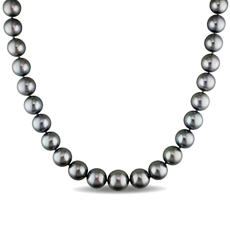 Mimi & Max 10-12.5mm Tahitian Cultured Pearl Necklace with 14k White Gold Clasp