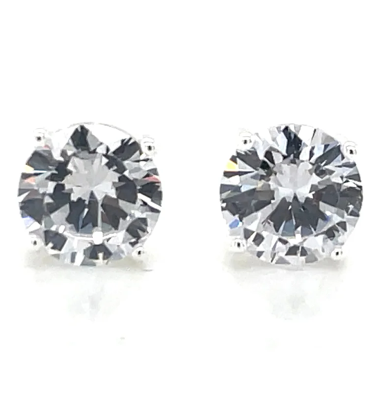 Sterling Silver 6mm Round Cz Stud Earrings