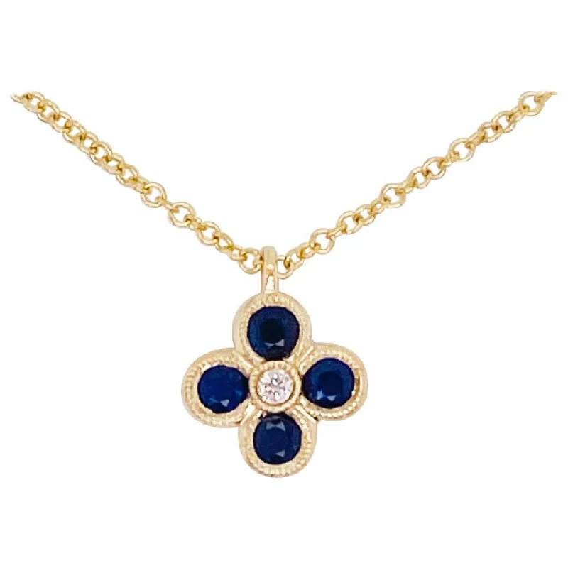 Blue Sapphire Clover Necklace