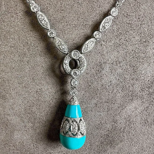 Estate Turquoise & Diamond Necklace