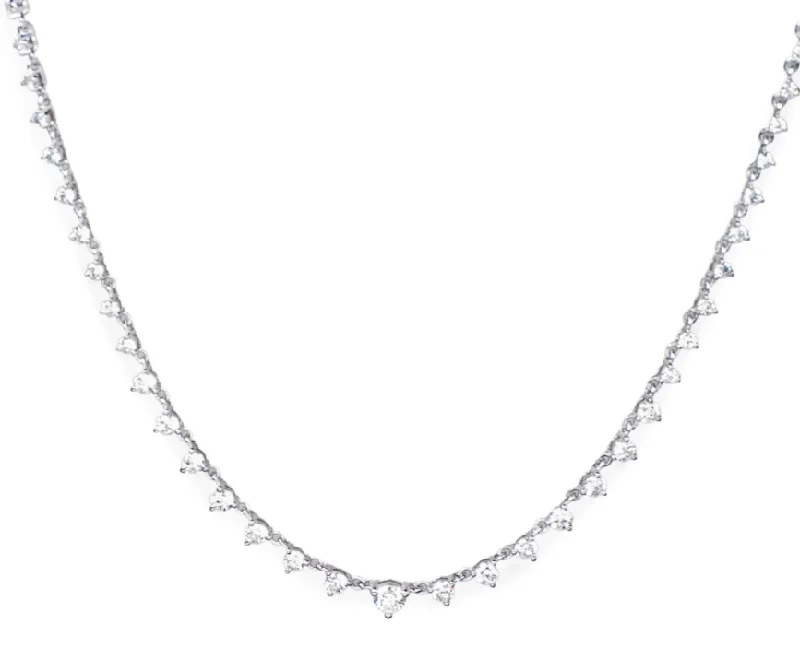 Lady's White 14 Karat Necklace Length 18 37=1.02tw Round Graduated Diamonds