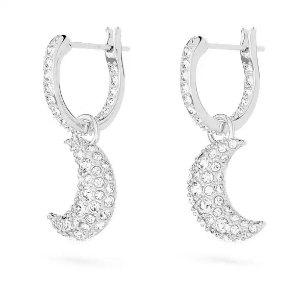 Swarovski Sublima drop earrings Moon, White, Rhodium plated 5666157