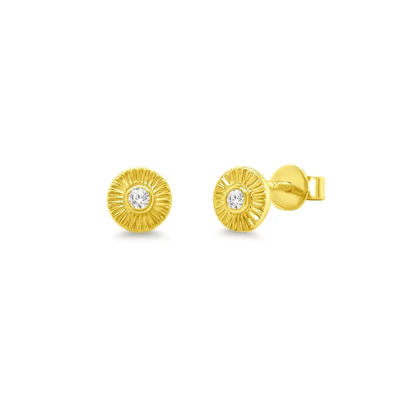 Diamond & Gold Sundial Studs