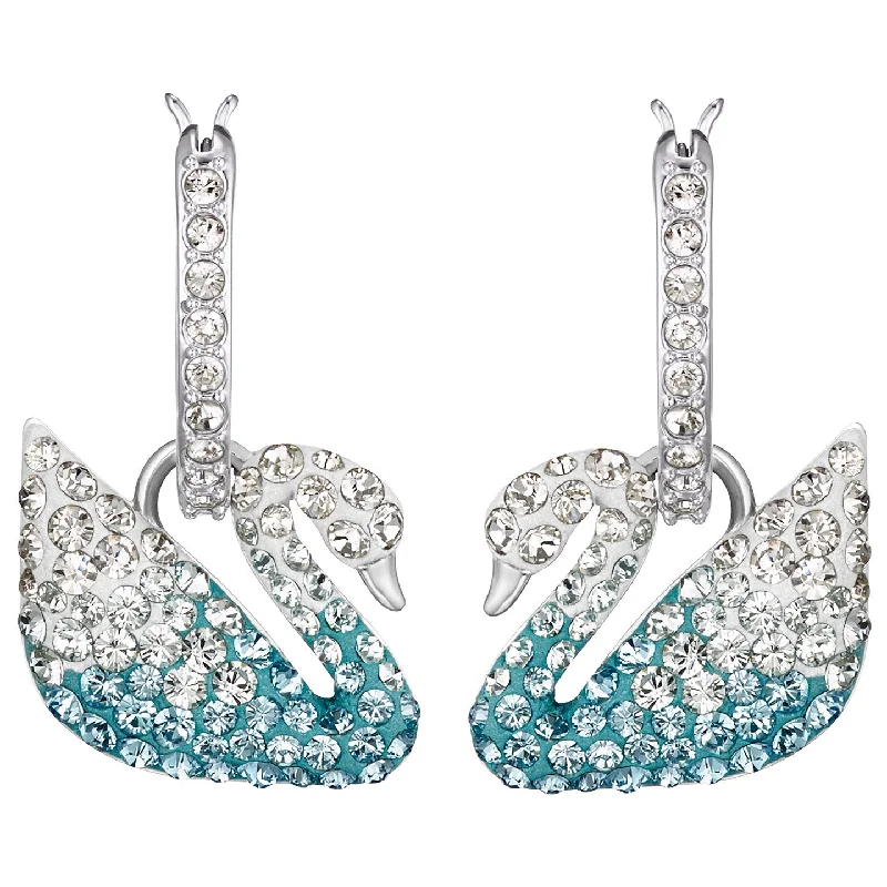 Swarovski Iconic Swan Pierced Earrings, Multi-colored, Rhodium plated 5512577