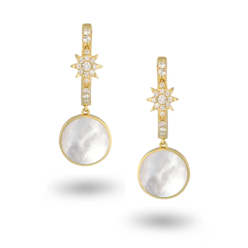 Mother of Pearl and Diamond Earrings