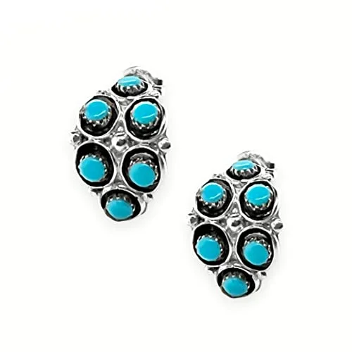 Genuine Sleeping Beauty Turquoise Hoop Earrings, 925 Sterling Silver, Native American Handmade in the USA, Nickel Free