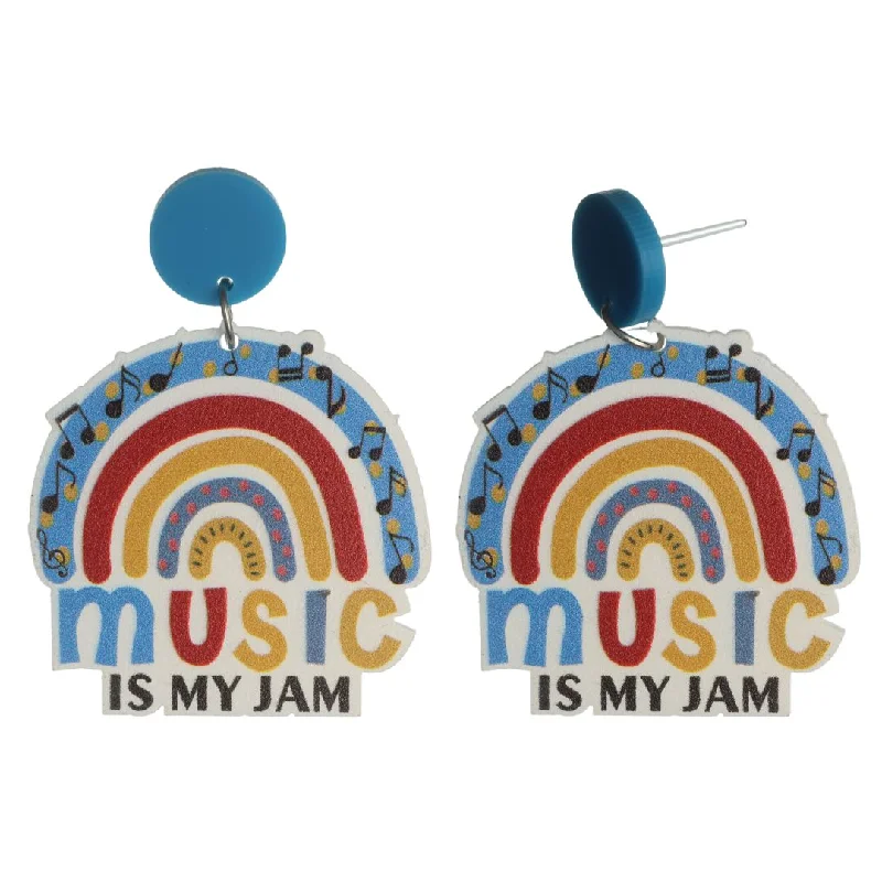 Music is My Jam Dangles Hypoallergenic Earrings for Sensitive Ears Made with Plastic Posts