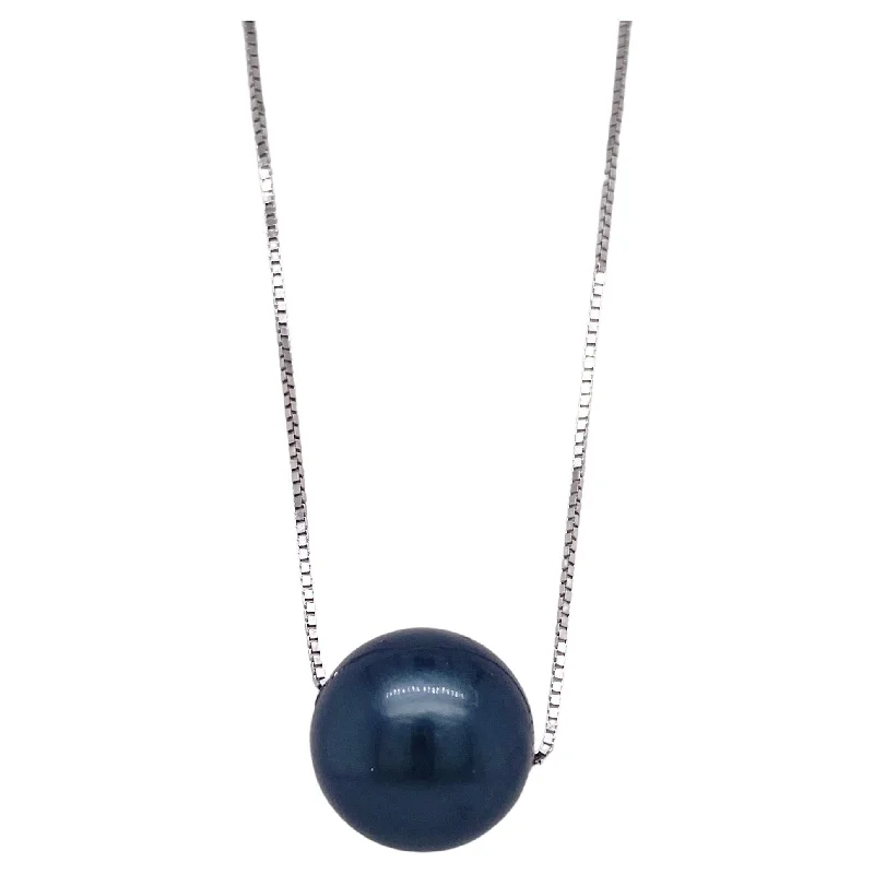 Black Dyed Pearl Slide Pendant Necklace